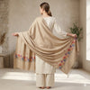 Sanskriti Vintage Brown Wool Shawl Aari Embroidered Floral Stole Scarf Wrap Veil