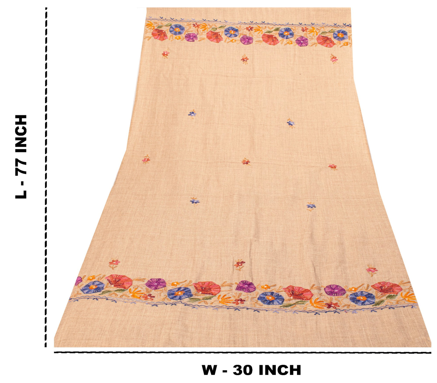 Sanskriti Vintage Brown Wool Shawl Aari Embroidered Floral Stole Scarf Wrap Veil