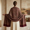 Sanskriti Vintage Brown Pure Wool Shawl Kashmiri Woven Hand Beaded Stole Scarf