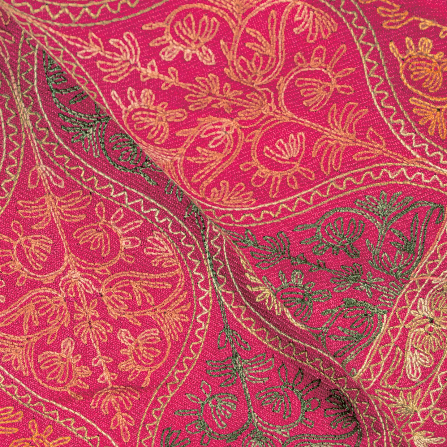 Sanskriti Vintage Long Pink Woolen Shawl Embroidered Aari Work Scarf Throw Stole