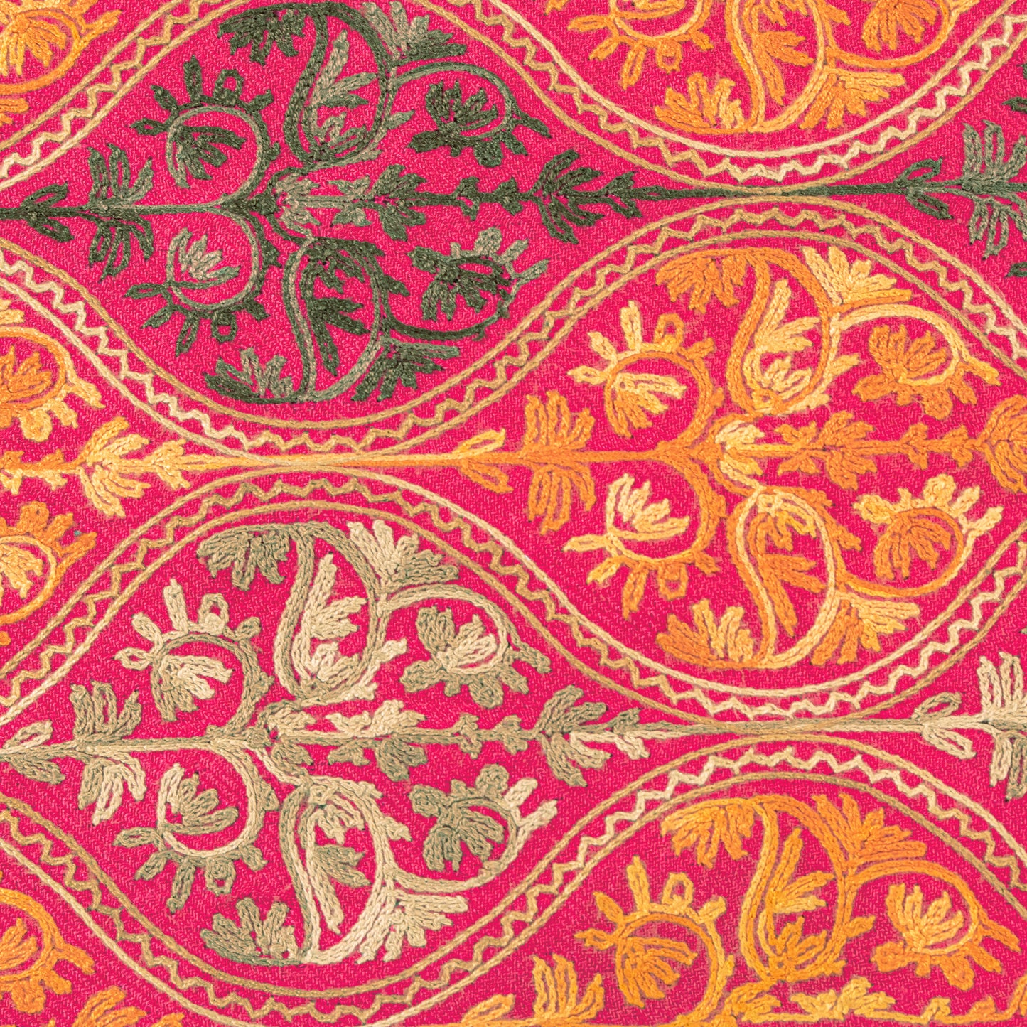 Sanskriti Vintage Long Pink Woolen Shawl Embroidered Aari Work Scarf Throw Stole