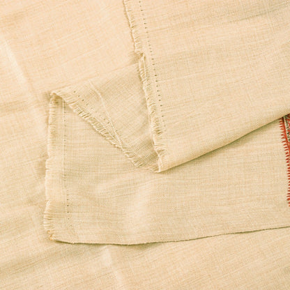 Sanskriti Vintage Long Ivory Woolen Shawl Hand Embroidered Suzani Throw Stole