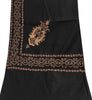 Sanskriti Vintage Long Black Woolen Shawl Hand Embroidered Suzani Throw Stole