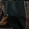 Sanskriti Vintage Long Black Woolen Shawl Hand Embroidered Suzani Throw Stole