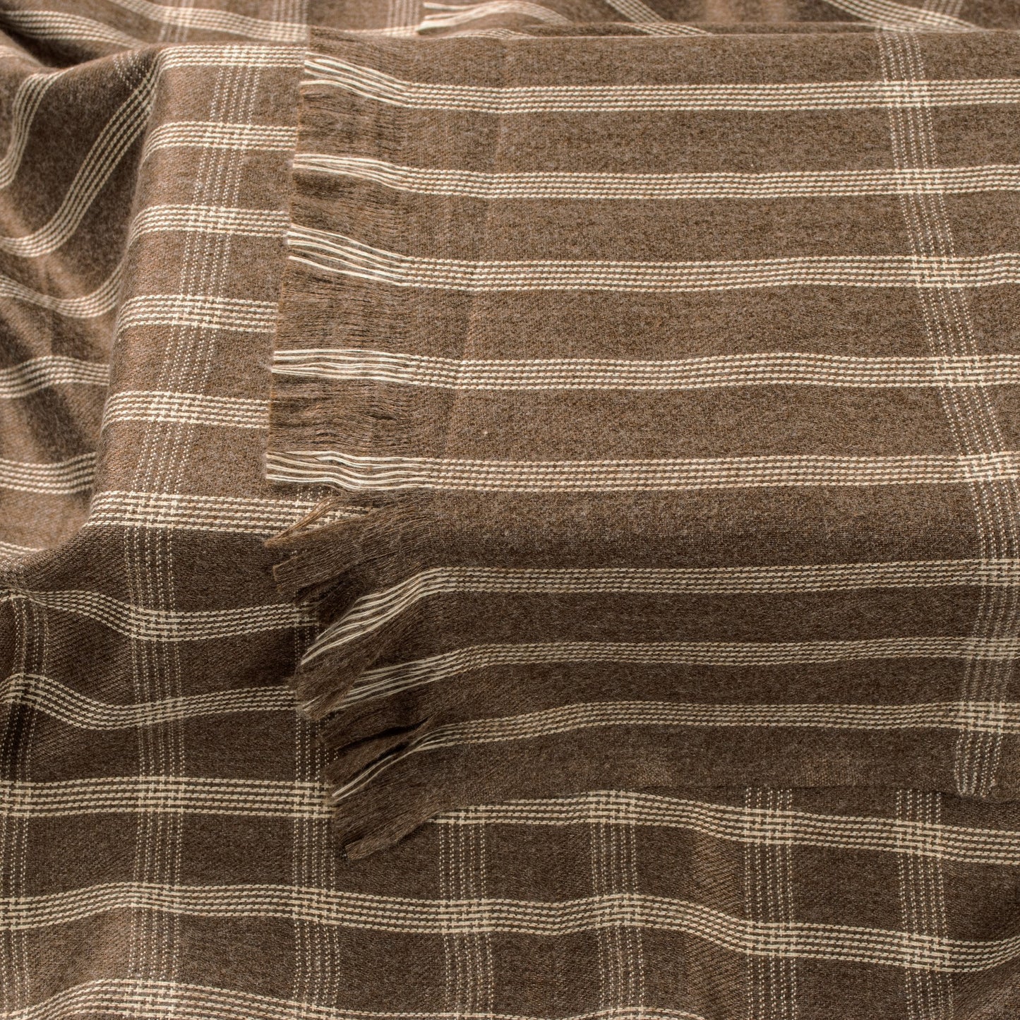 Sanskriti Vintage Long Brown Woolen Shawl Hand Woven Scarf Throw Winter Stole