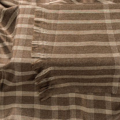 Sanskriti Vintage Long Brown Woolen Shawl Hand Woven Scarf Throw Winter Stole