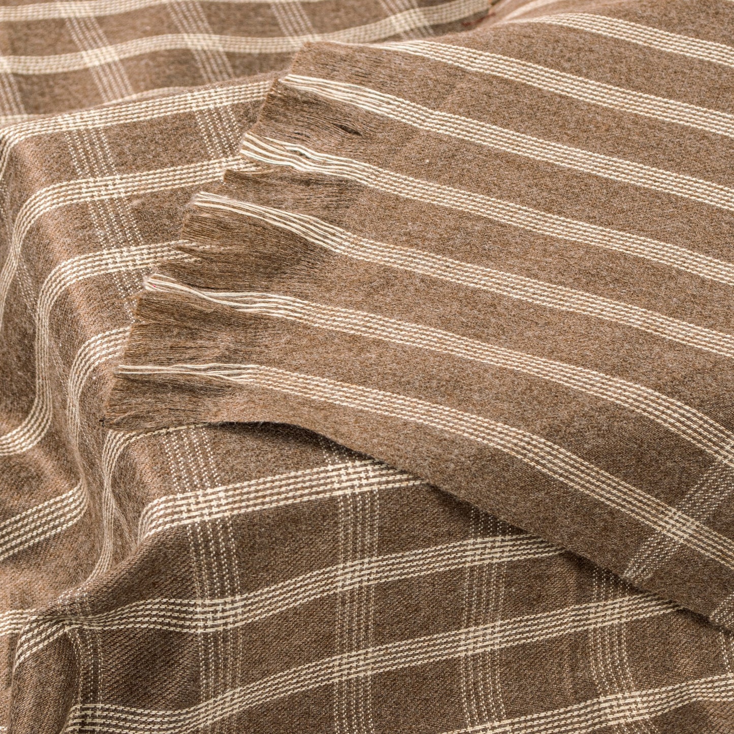 Sanskriti Vintage Long Brown Woolen Shawl Hand Woven Scarf Throw Winter Stole