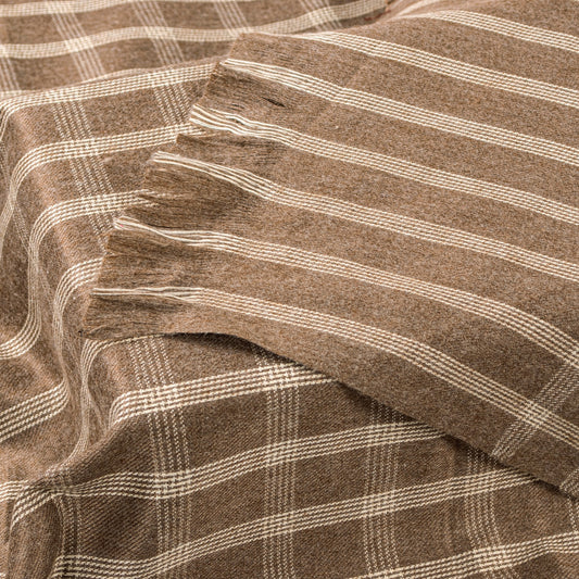 Sanskriti Vintage Long Brown Woolen Shawl Hand Woven Scarf Throw Winter Stole