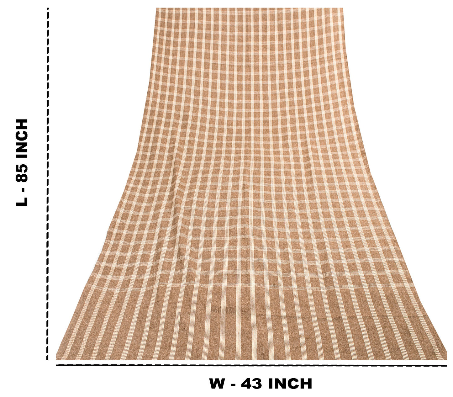 Sanskriti Vintage Long Brown Woolen Shawl Hand Woven Scarf Throw Winter Stole