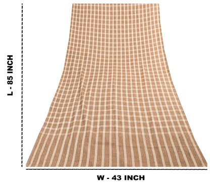 Sanskriti Vintage Long Brown Woolen Shawl Hand Woven Scarf Throw Winter Stole