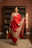 Sanskriti Vintage Long Red Pure Woolen Kashmiri Hand Embroidery Aari Work Shawl