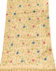 Sanskriti Vintage Long Cream Kashmiri Pure Woolen Hand Embroidered Aari Shawl