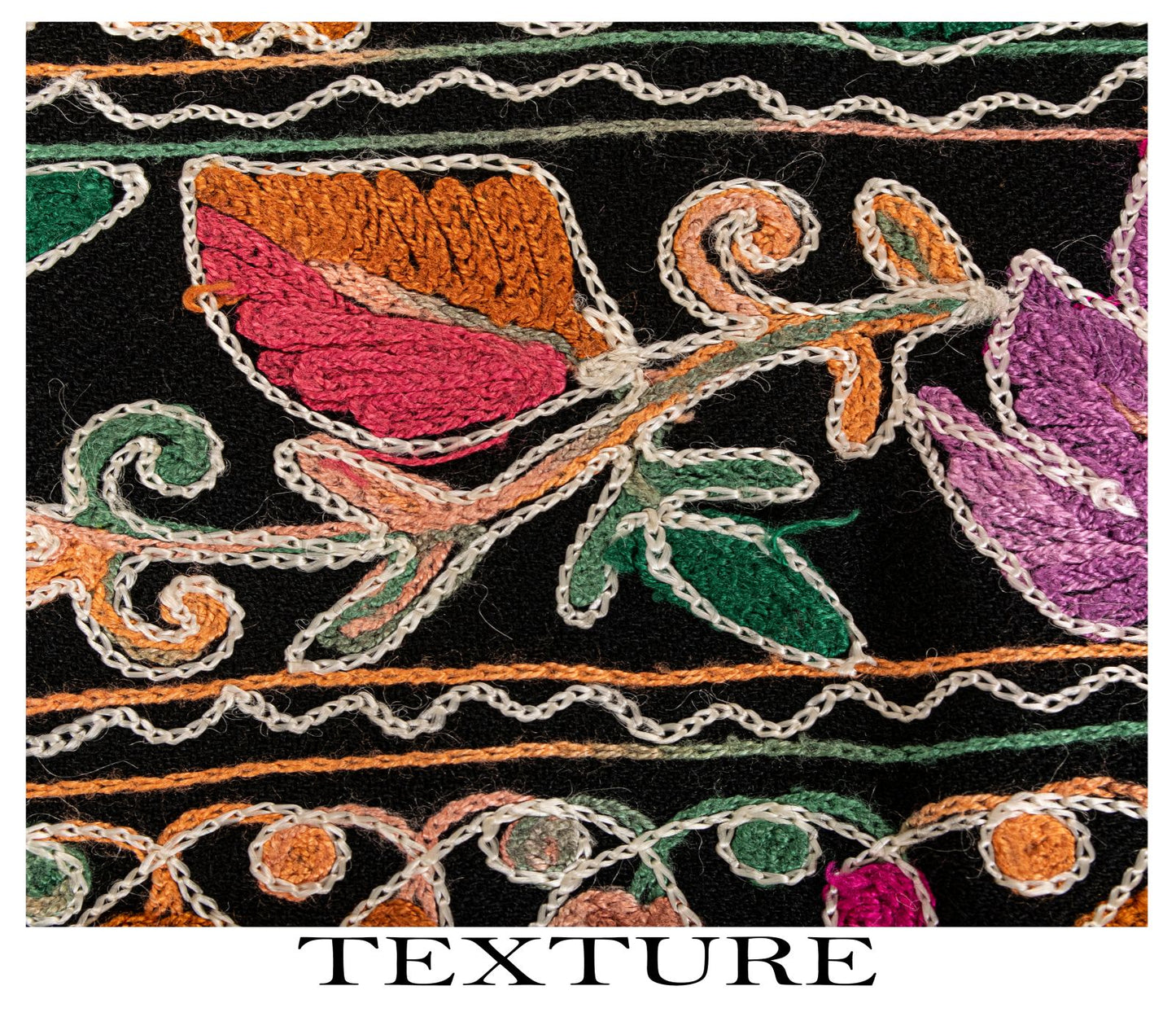 Sanskriti Vintage Black 100%Pure Wool Shawl Kashmiri Aari Embroidered Soft Stole