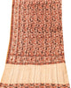 Sanskriti Vintage Long Peach & Cream Hand Woven Shawl Scarf Throw Woolen Stole