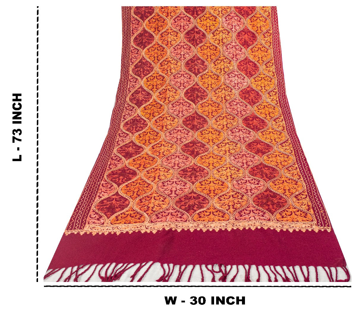 Sanskriti Vintage Dark Red Wool Shawl Kashmiri Ari Embroidered Traditional Stole