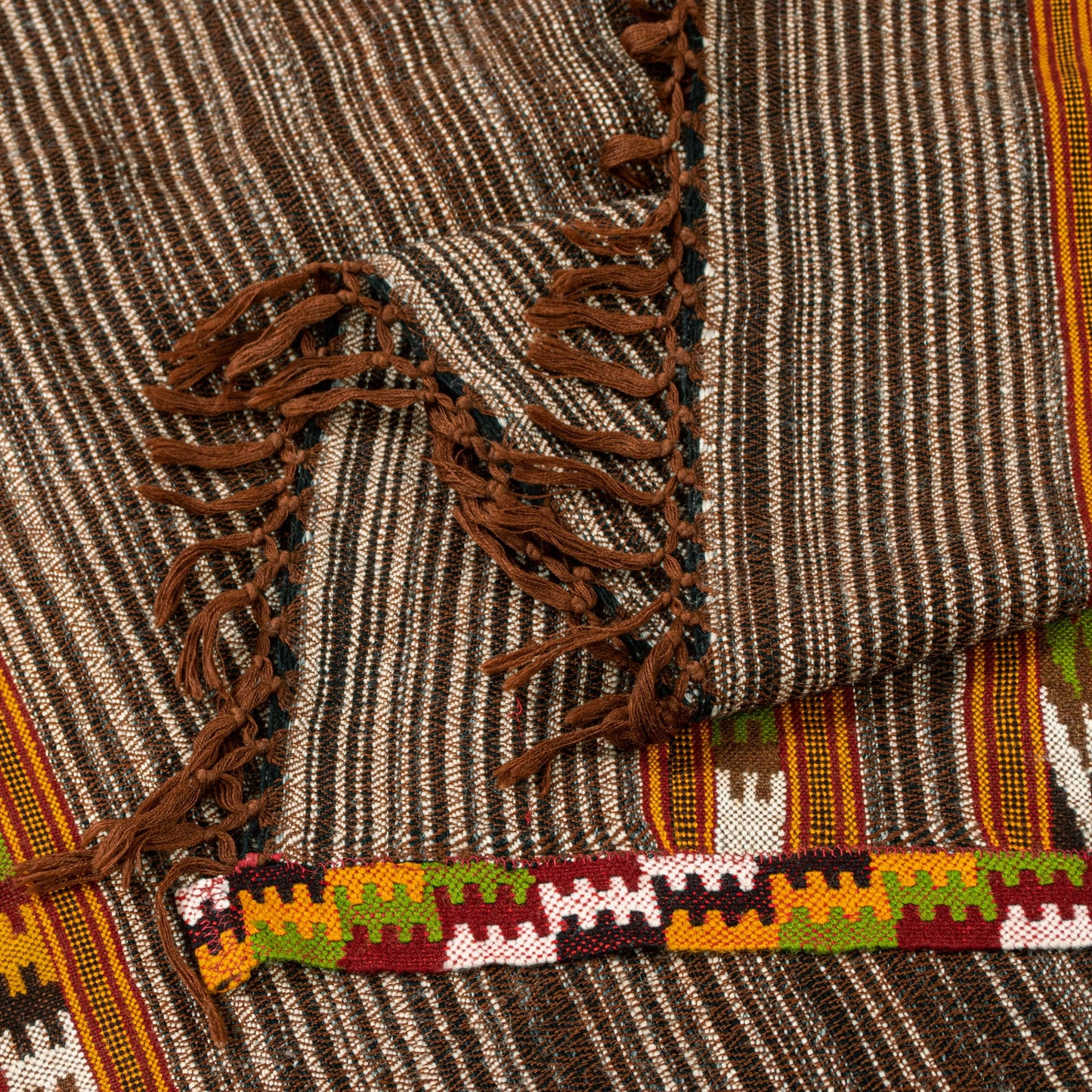 Sanskriti Vintage Long Brown Pure Woolen Shawl Woven Indian Scarf Sewing Stole