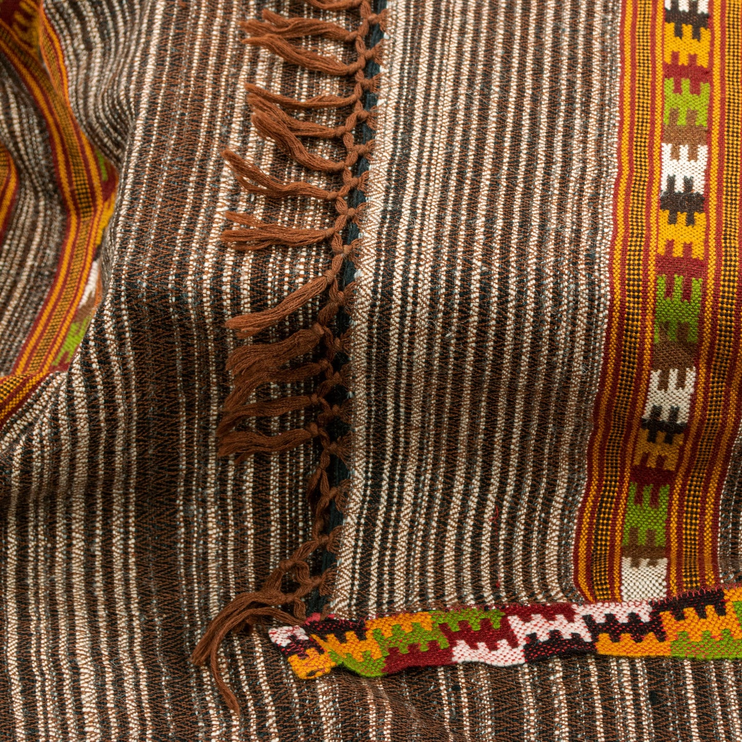 Sanskriti Vintage Long Brown Pure Woolen Shawl Woven Indian Scarf Sewing Stole
