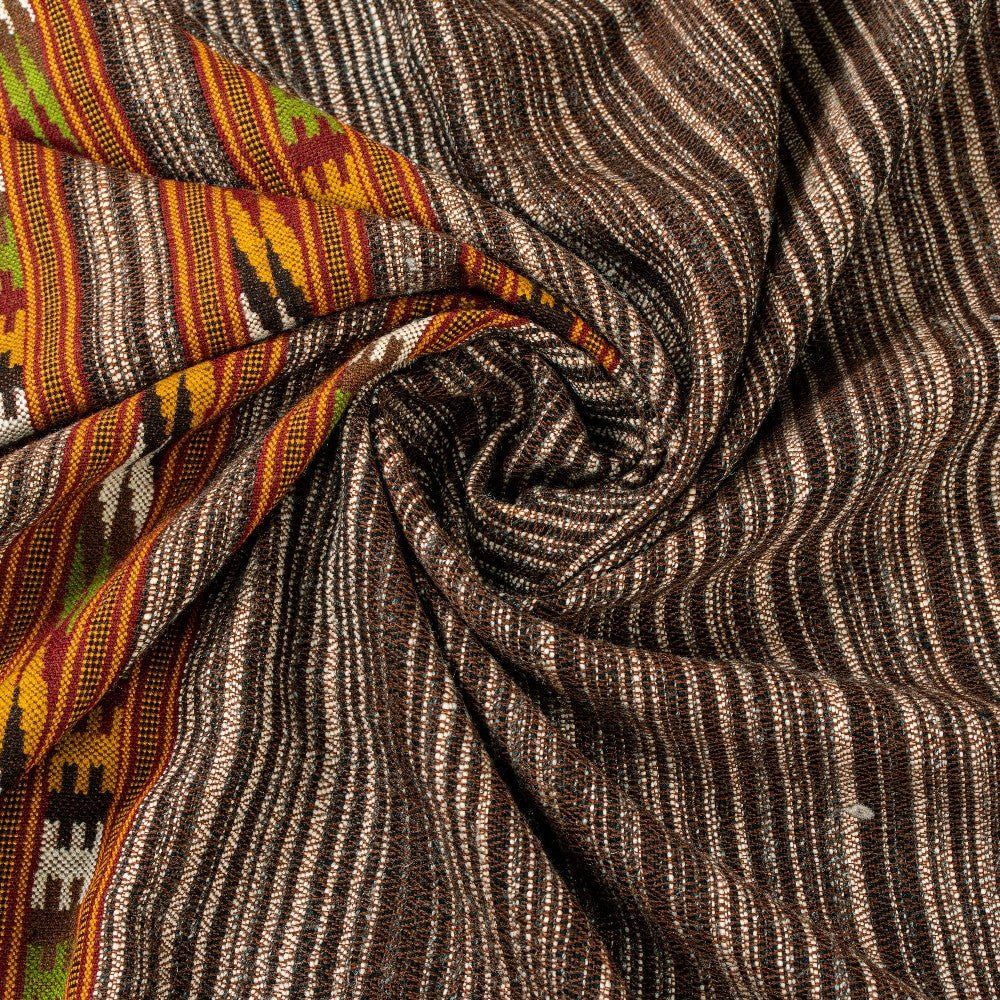 Sanskriti Vintage Long Brown Pure Woolen Shawl Woven Indian Scarf Sewing Stole