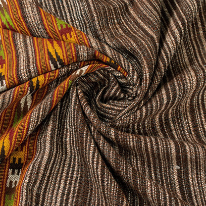 Sanskriti Vintage Long Brown Pure Woolen Shawl Woven Indian Scarf Sewing Stole