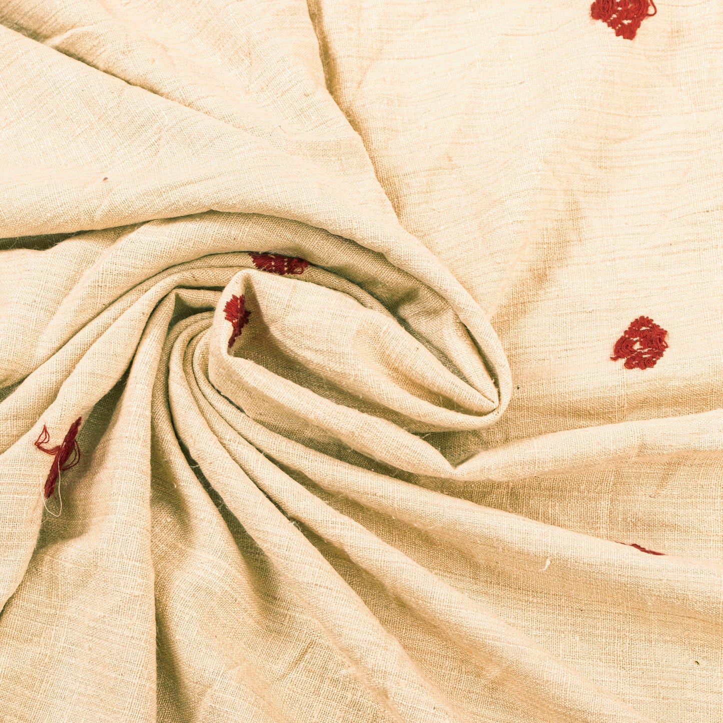 Sanskriti Vintage Long Cream Pure Handloom Shawl Hand Embroidered Scarf Stole