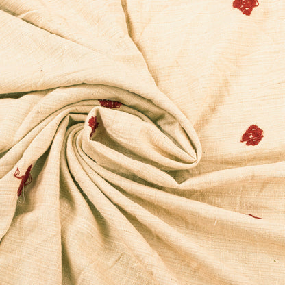 Sanskriti Vintage Long Cream Pure Handloom Shawl Hand Embroidered Scarf Stole