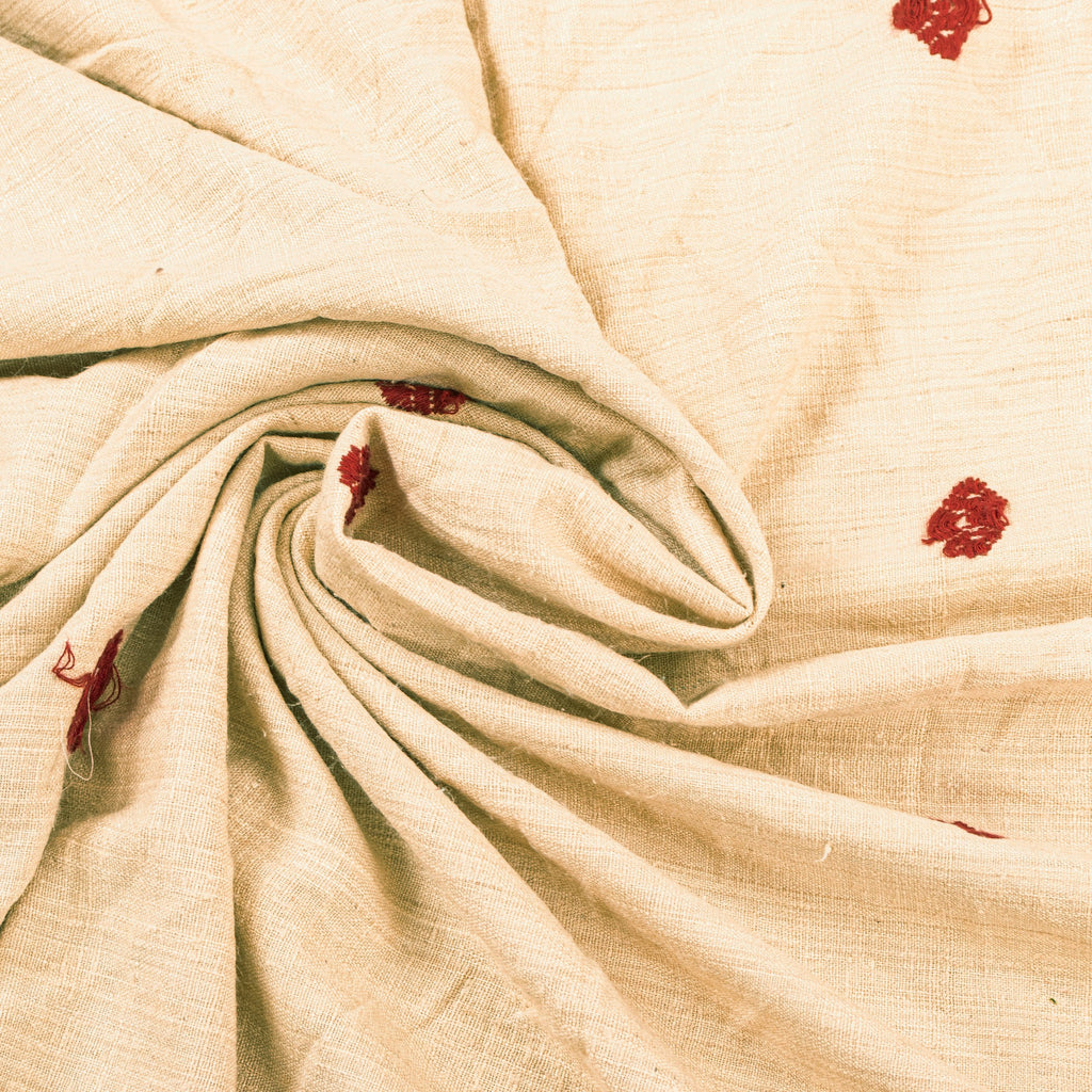 Sanskriti Vintage Long Cream Pure Handloom Shawl Hand Embroidered Scarf Stole