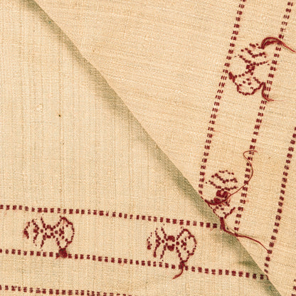 Sanskriti Vintage Long Cream Pure Handloom Shawl Hand Embroidered Scarf Stole