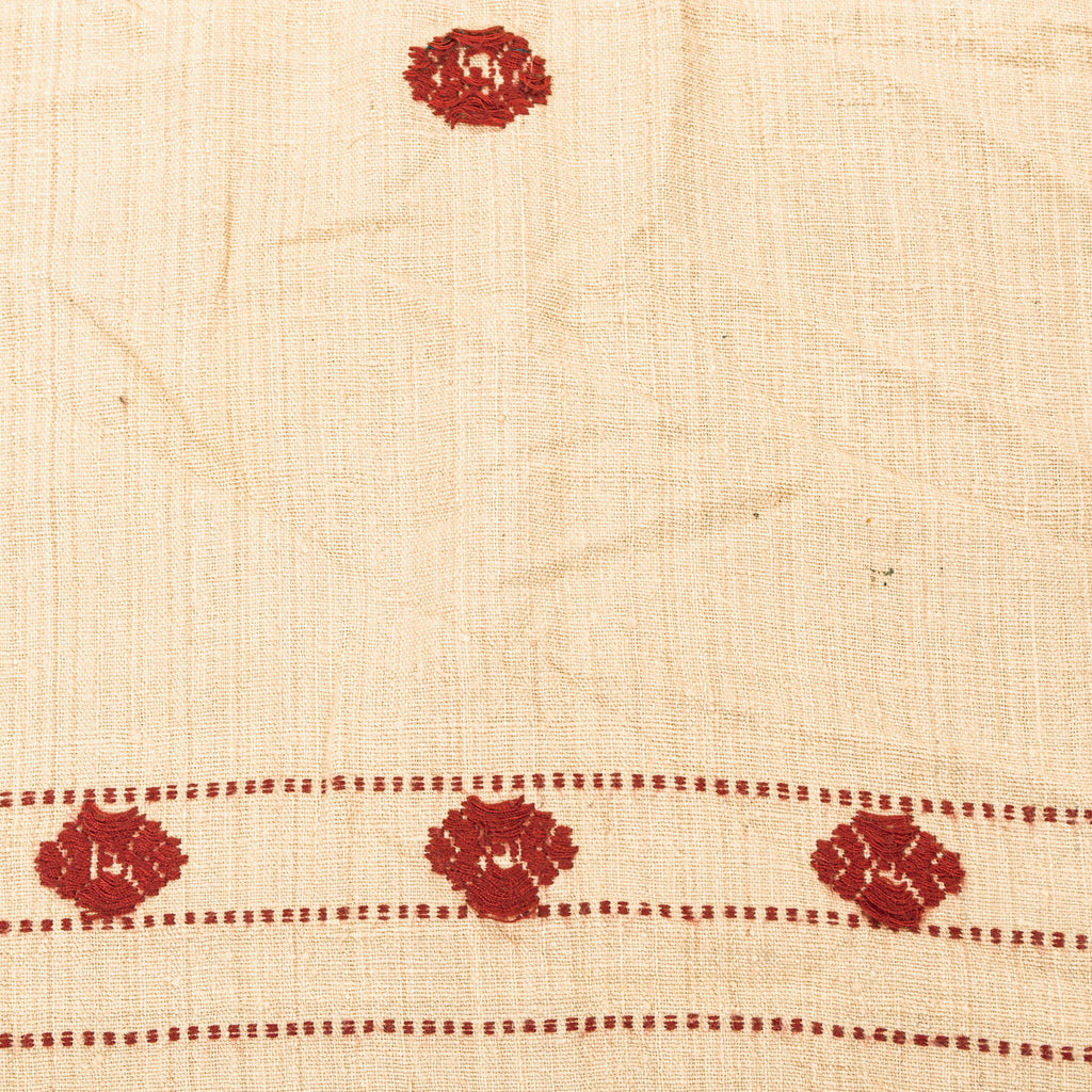 Sanskriti Vintage Long Cream Pure Handloom Shawl Hand Embroidered Scarf Stole