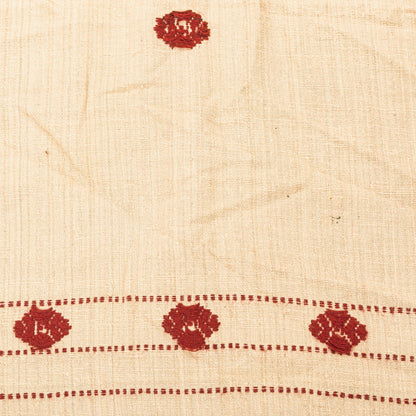 Sanskriti Vintage Long Cream Pure Handloom Shawl Hand Embroidered Scarf Stole