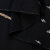 Sanskriti Vintage Long Black Pure Woolen Hand Embroidered Suzani NeckShawl Stole