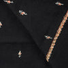Sanskriti Vintage Long Black Pure Woolen Hand Embroidered Suzani NeckShawl Stole