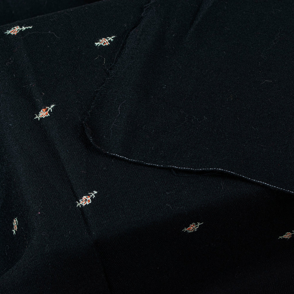 Sanskriti Vintage Long Black Pure Woolen Hand Embroidered Suzani NeckShawl Stole