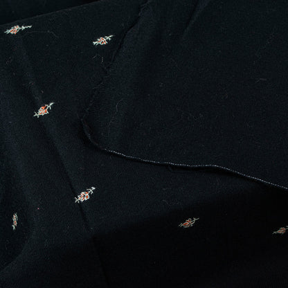 Sanskriti Vintage Long Black Pure Woolen Hand Embroidered Suzani NeckShawl Stole