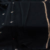 Sanskriti Vintage Long Black Pure Woolen Hand Embroidered Suzani NeckShawl Stole