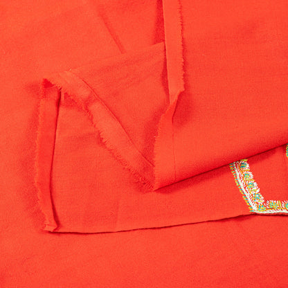 Sanskriti Vintage Long Red Pure Woolen Shawl Hand Embroidered Suzani Neck Stole