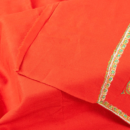 Sanskriti Vintage Long Red Pure Woolen Shawl Hand Embroidered Suzani Neck Stole