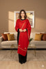 Sanskriti Vintage Long Red Pure Woolen Shawl Hand Embroidered Suzani Neck Stole