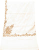 Sanskriti Vintage Long White Pure Woolen Hand Embroidery Suzani Head Shawl Stole