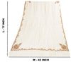 Sanskriti Vintage Long White Pure Woolen Hand Embroidery Suzani Head Shawl Stole