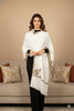 Sanskriti Vintage Long White Pure Woolen Hand Embroidery Suzani Head Shawl Stole