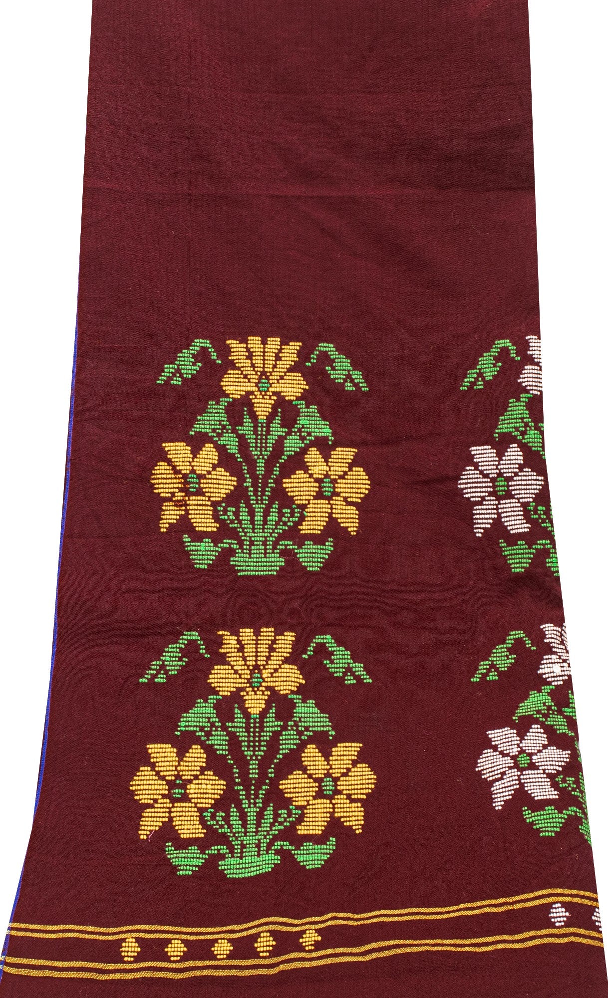 Sanskriti Vintage Long Dark Red Pure Woolen Shawl Hand Embroidered Head Stole