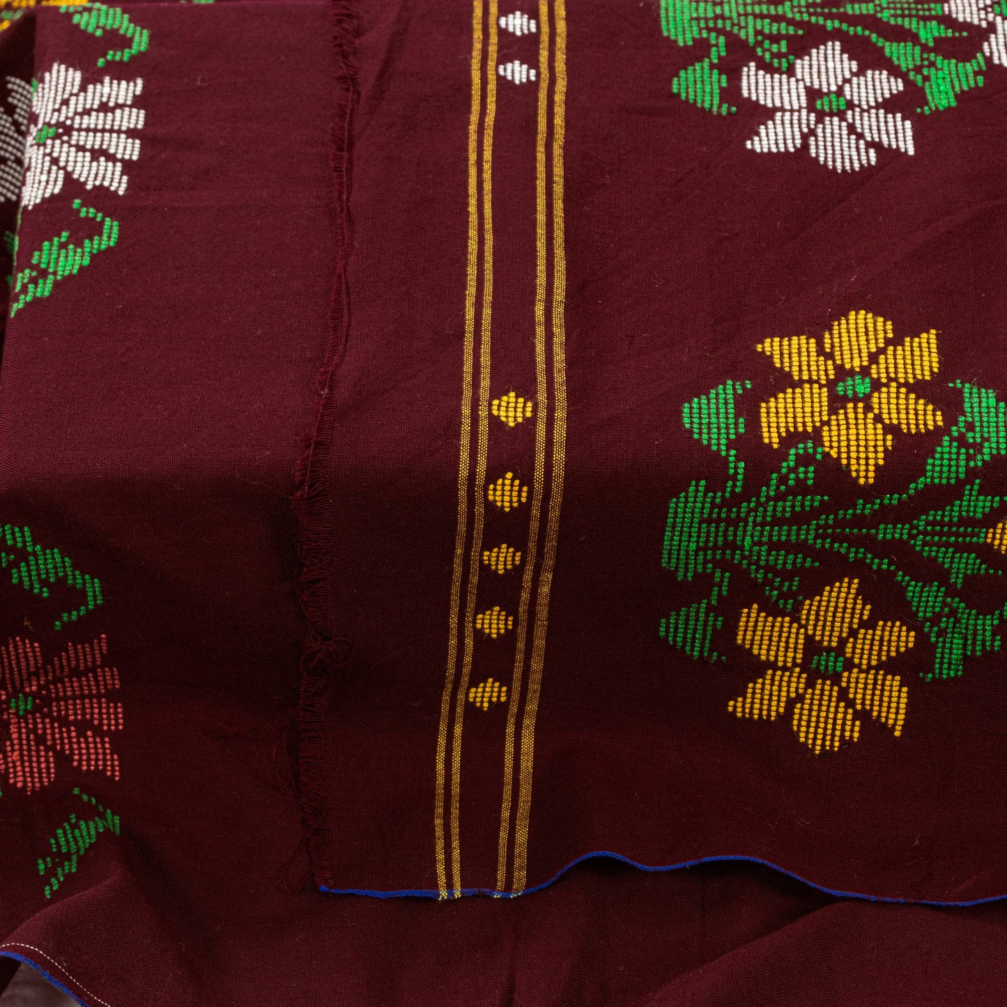 Sanskriti Vintage Long Dark Red Pure Woolen Shawl Hand Embroidered Head Stole