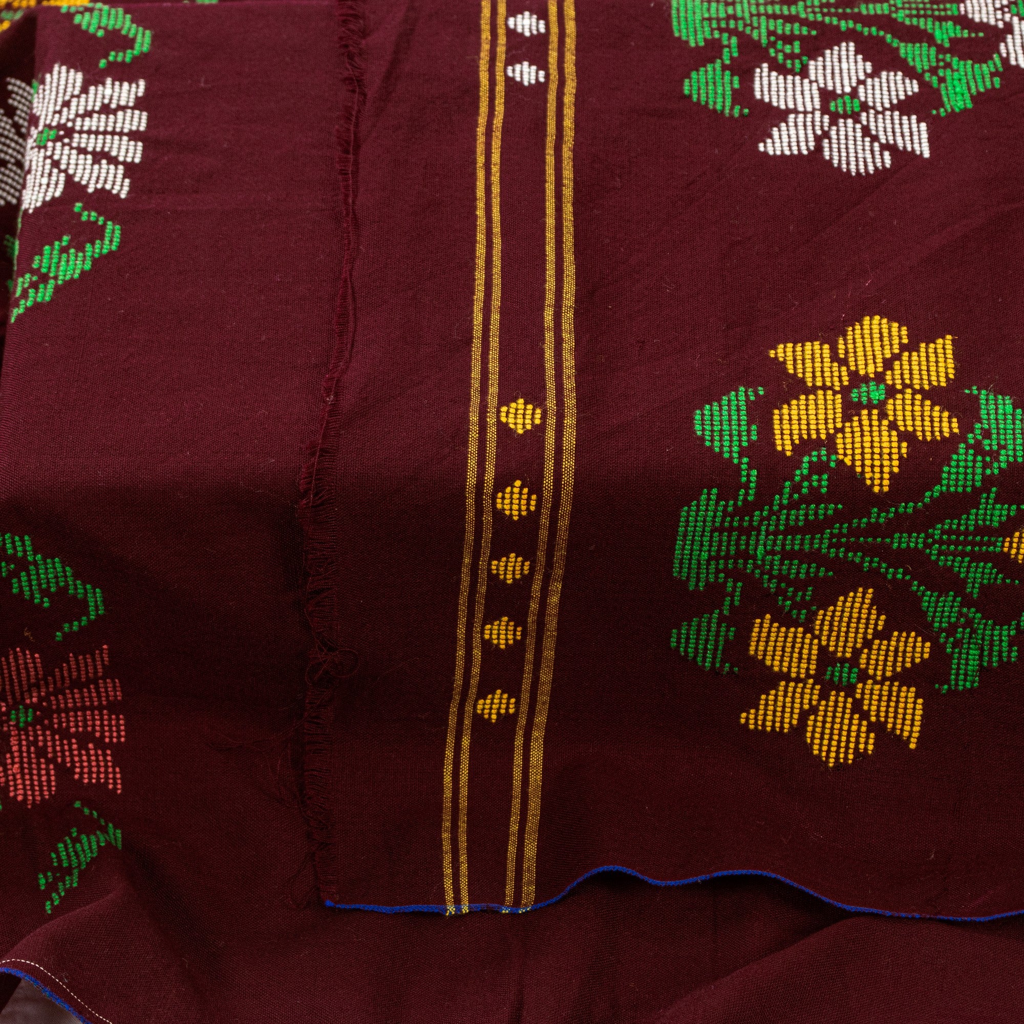 Sanskriti Vintage Long Dark Red Pure Woolen Shawl Hand Embroidered Head Stole