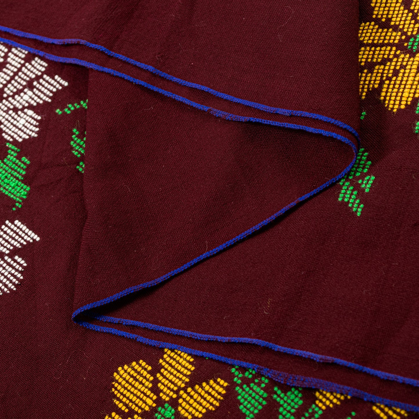 Sanskriti Vintage Long Dark Red Pure Woolen Shawl Hand Embroidered Head Stole