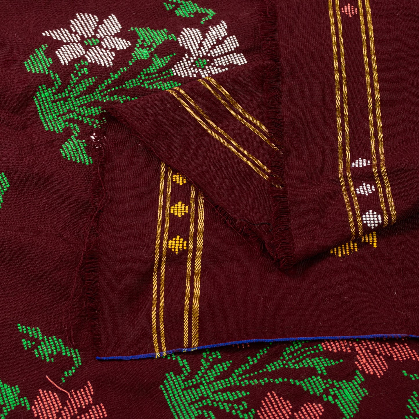 Sanskriti Vintage Long Dark Red Pure Woolen Shawl Hand Embroidered Head Stole