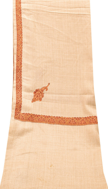 Sanskriti Vintage Long Ivory Pure Woolen Shawl Hand Embroidered Suzani NeckStole