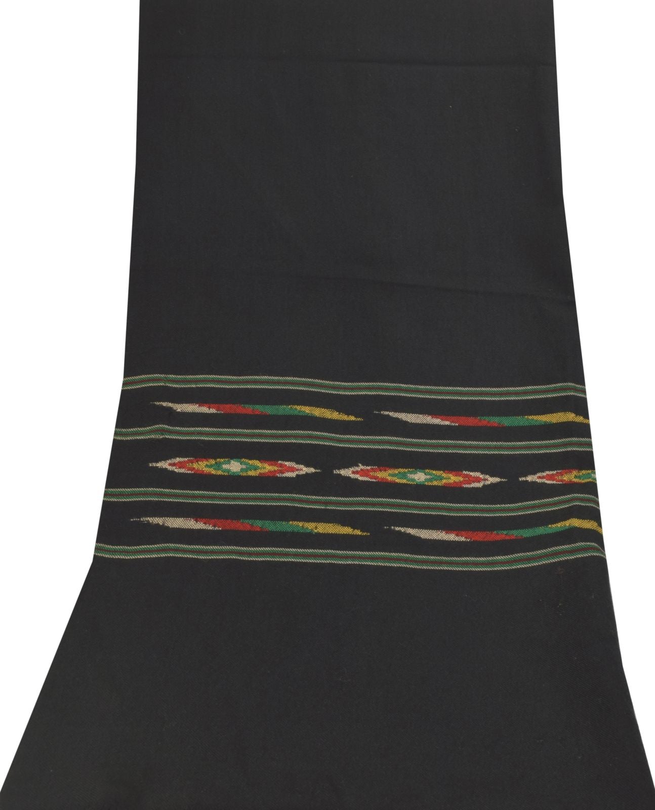 Sanskriti Vintage Black Soft Pure Wool Shawl Kullu Hand Woven/Loom Stole Scarf