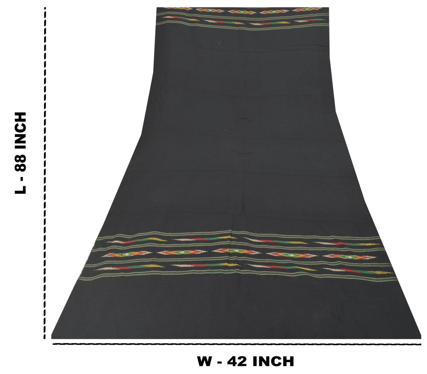 Sanskriti Vintage Black Soft Pure Wool Shawl Kullu Hand Woven/Loom Stole Scarf