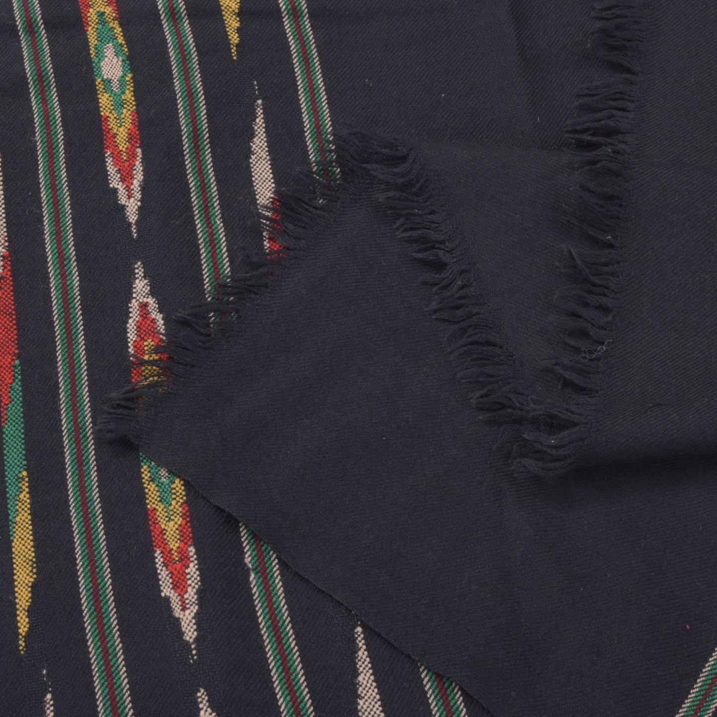 Sanskriti Vintage Black Soft Pure Wool Shawl Kullu Hand Woven/Loom Stole Scarf