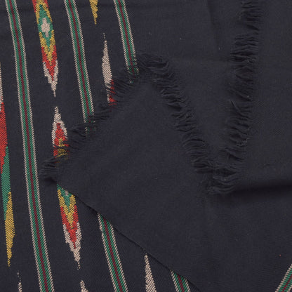 Sanskriti Vintage Black Soft Pure Wool Shawl Kullu Hand Woven/Loom Stole Scarf